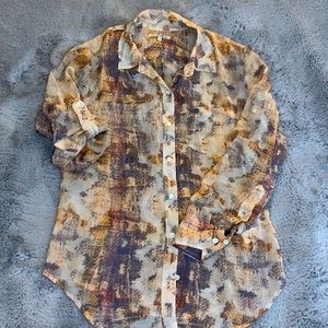 100% silk button down top